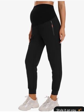 Maternity Black Jogger Pants with High Support Waist